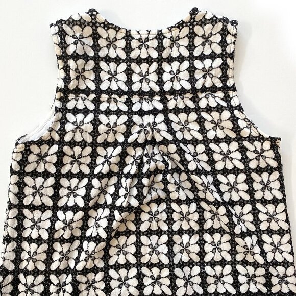 Maeve Anthropologie Sleeveless Blouse Size 0 Black & White Floral Lace Overlay - Picture 9 of 14